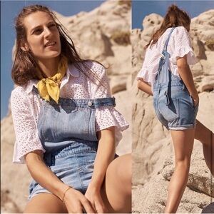 Madewell White Eyelet Boxy Button-Down Bell Sleeve